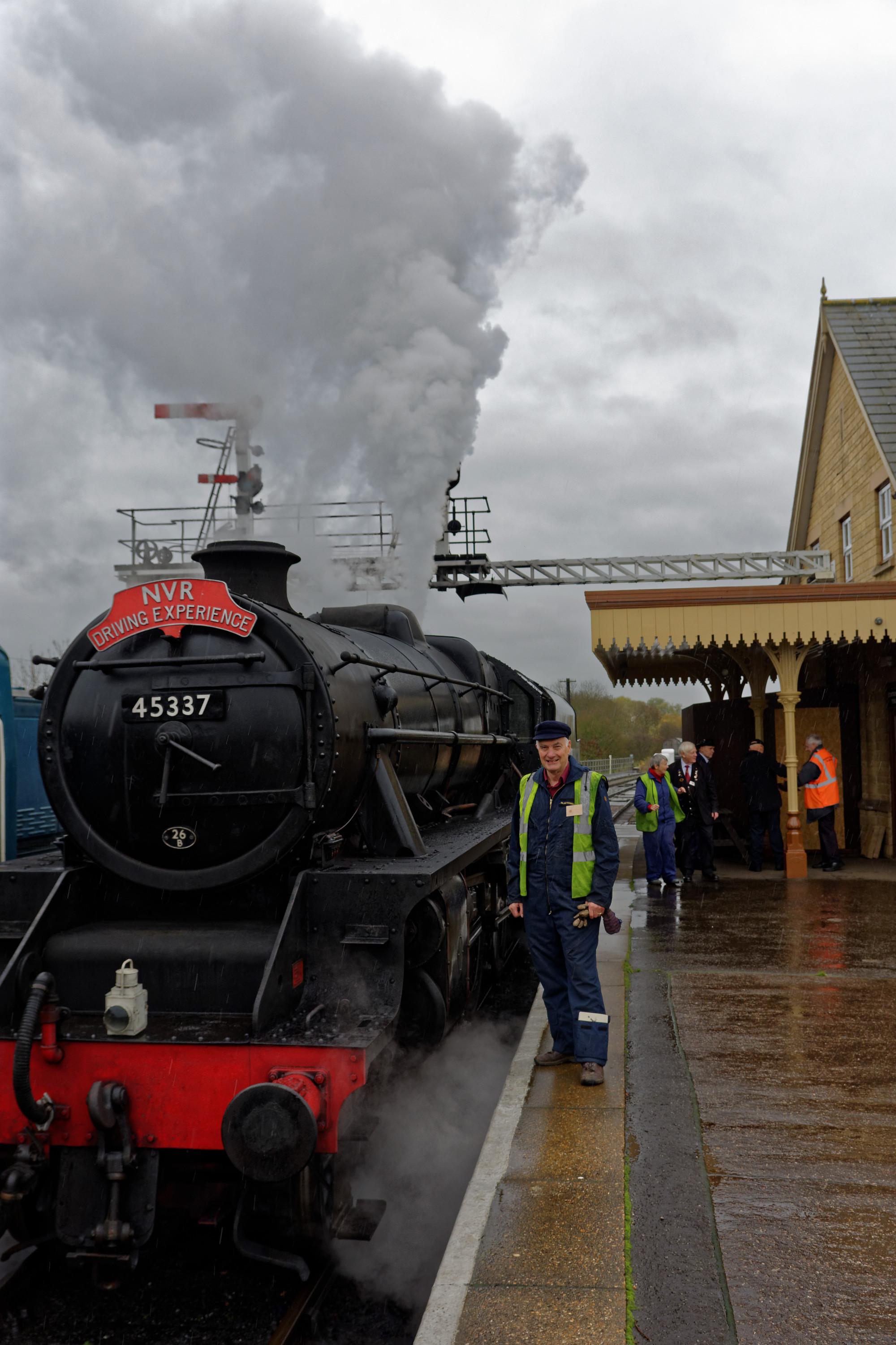 Alan standing next to the 'Black 5' MT5 engine. Alan's Railway Experience