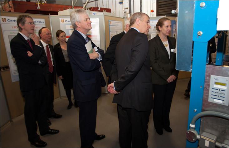 HRH The Duke of York visits carbon nanotube fibre-spinning rig during its “maiden flight”.